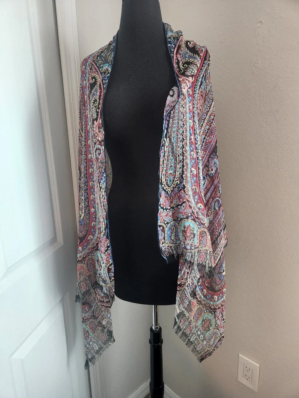 Etro Multicolor Paisley Open-Front Shawl